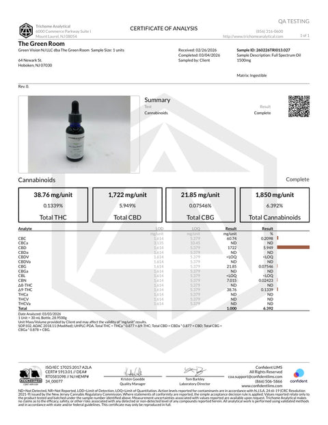 Full Spectrum Tincture - 1500mg